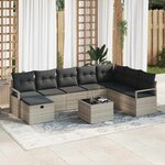 vidaXL Ensemble de canapé de jardin 8 Pièces Gris clair Poly rotin