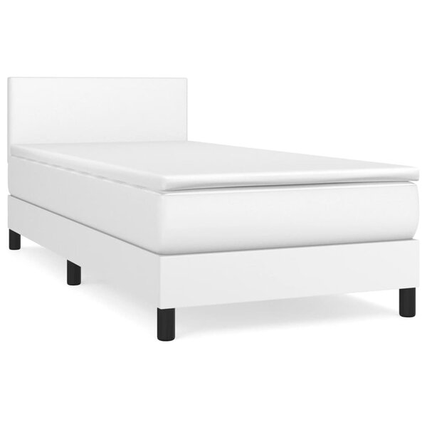 vidaXL Sommier à lattes de lit avec matelas Blanc 90x190 cm Similicuir