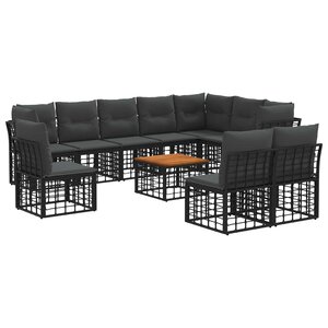 vidaXL Ensemble de canapés d'extérieur 11 Pièces Noir et Gris foncé