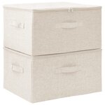vidaXL Boîtes de rangement 2 Pièces Tissu 43x34x23 cm Crème