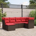 vidaXL Salon de jardin 6 Pièces avec coussins marron résine tressée