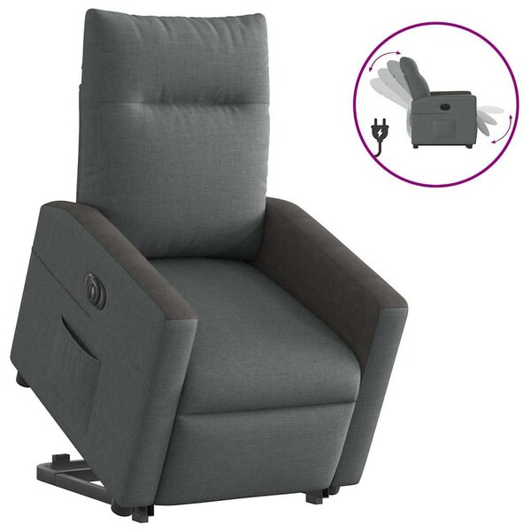 vidaXL Fauteuil inclinable électrique gris foncé tissu