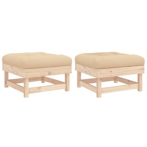 vidaXL Repose-pieds de jardin avec coussins lot de 2 bois pin massif