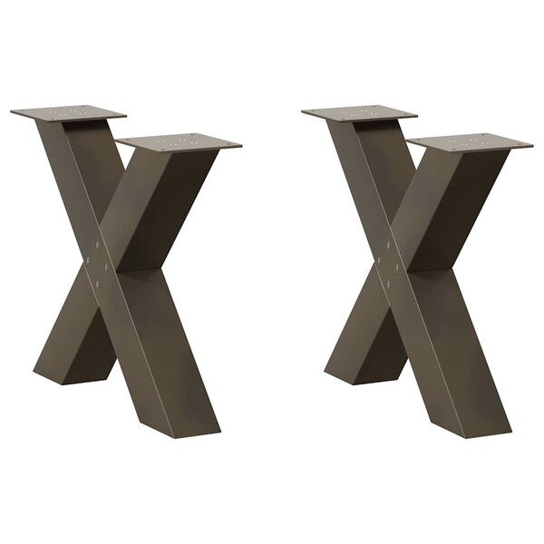 vidaXL Pieds de table basse en forme de X  2 pièces  acier naturel  60 x (42-43) cm