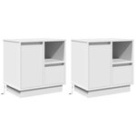 vidaXL Cabinet de chevet avec tiroir 2 Pièces Blanc 50 x 34 5 x 50 cm.