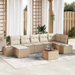 vidaXL Ensemble de canapé de jardin 8 Pièces Beige  blanc