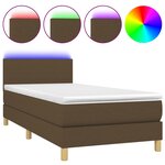 vidaXL Sommier à lattes de lit et matelas et LED Marron foncé 90x200cm