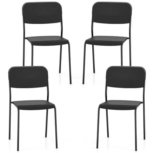 Lot de 4 chaises empilables pour salle à manger 48 5 x 44 5 x 81 cm confort optimal style moderne en PP noir 20_0011821