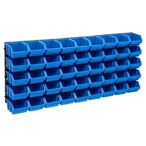 vidaXL Kit de bacs de stockage et panneaux muraux 48 Pièces Bleu et noir