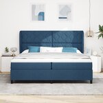 Lit à sommier box avec matelas - Bleu  200x200 cm  Tissu