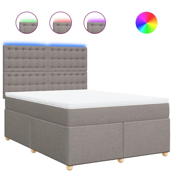 vidaXL Sommier à lattes de lit avec matelas Taupe 160x200 cm Tissu