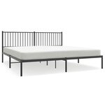vidaXL Cadre de lit métal sans matelas avec tête de lit noir 200x200cm