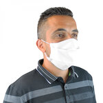 Masque de protection visage réutilisable, lavable 50 fois 3 couches en tissu - Blanc - Certifié UNS1