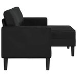 vidaXL Canapé 2 places avec méridienne en L noir 125 cm similicuir