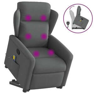 vidaXL Fauteuil de massage inclinable Gris foncé Tissu