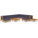vidaXL Salon de jardin 12 Pièces avec coussins Bois d'acacia solide