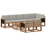 vidaXL Ensemble de canapés d'extérieur 9 pc Naturel et gris clair