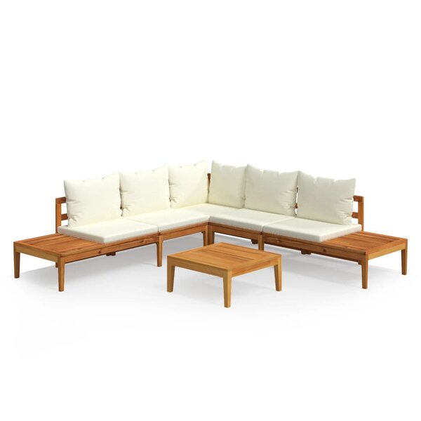 vidaXL Salon de jardin 4 Pièces avec coussins blanc crème Bois d'acacia