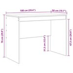 vidaXL Bureau d'écriture Blanc Panneau de particules 100 x 50 x 76 cm