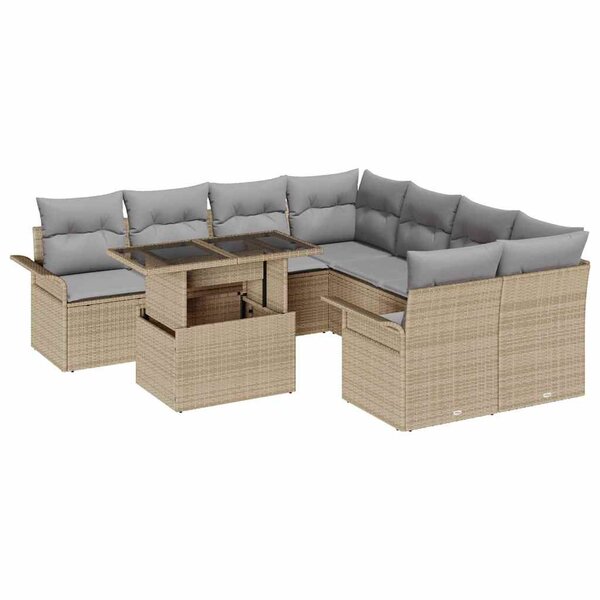 vidaXL Ensemble de canapé de jardin 9 pc Beige