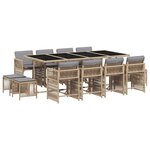 vidaXL Ensemble à manger de jardin coussins 13 Pièces mélange beige rotin