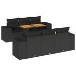 vidaXL Salon de jardin 7 Pièces avec coussins noir résine tressée
