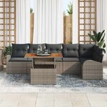 vidaXL Ensemble de canapé de jardin 7 Pièces Gris Poly rotin