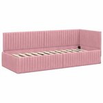 vidaXL Cadre de lit d'angle avec tête de lit Rose 80 x 200 cm Velours