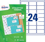 Lot de 72 étiquettes pour timbres - Jet d'encre - J8159-3