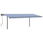 vidaXL Auvent automatique rétractable et poteaux 6x3 5 m Bleu et blanc