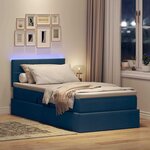vidaXL Lit de rangement LED avec matelas Bleu 90 x 200 cm Tissu