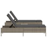 vidaXL Ensemble de chaises longues avec coussins 3 Pièces gris poly rotin