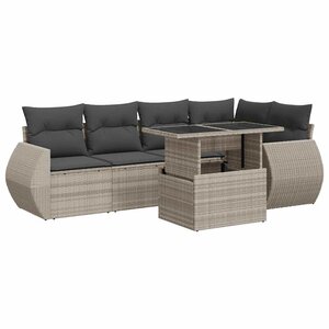 vidaXL Salon de jardin avec coussins 7 Pièces gris clair résine tressée