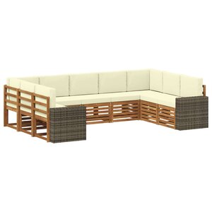 vidaXL Ensemble de canapé d'angle 9 Pièces Naturel et Crème Polyester