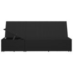 vidaXL Chaise longue convertible avec coussin Résine tressée Noir
