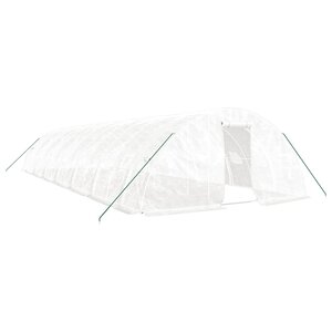 vidaXL Serre avec cadre en acier blanc 70 m² 14x5x2 3 m