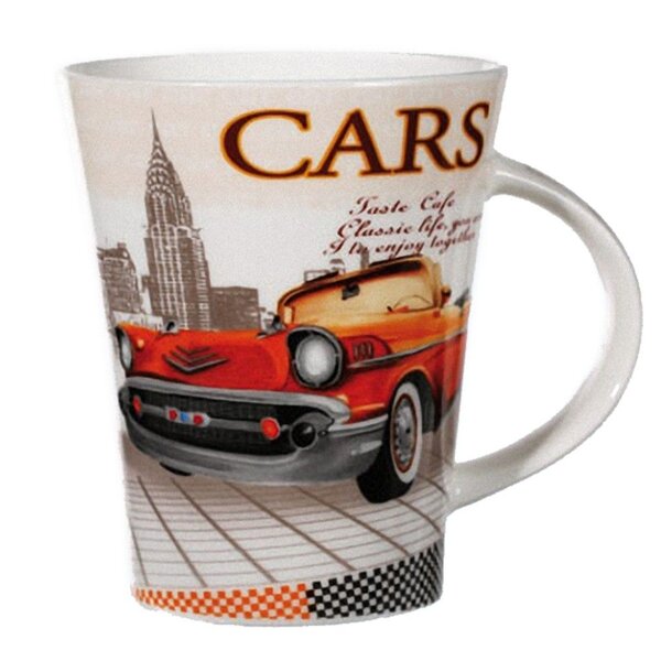 Tasse en porcelaine voiture orange