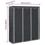 vidaXL Armoire avec compartiments et barres Noir 150x45x175 cm Tissu