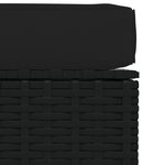 vidaXL Repose-pied de jardin coussin Noir 70x70x30 cm Résine tressée