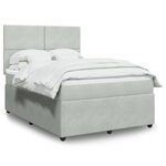 vidaXL Sommier à lattes de lit et matelas Gris clair 140x190cm Velours