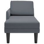 vidaXL Fauteuil long et coussin et accoudoir droit gris foncé velours