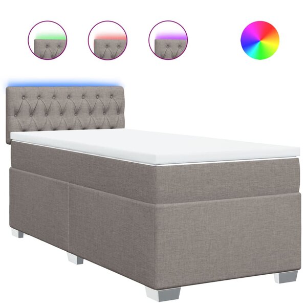 vidaXL Sommier à lattes de lit avec matelas Taupe 90x200 cm Tissu