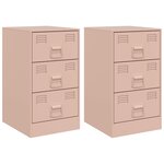 vidaXL Tables de chevet 2 Pièces rose 34 5x39x62 cm acier