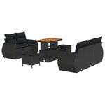 vidaXL Ensemble de canapé de jardin 8 Pièces Noir 90 x 55 x 71 cm
