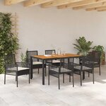 vidaXL Ensemble de salle à manger pour jardin 7 Pièces Noir Poly rotin