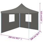 vidaXL Tente de réception pliable avec 2 parois 2x2 m Acier Anthracite