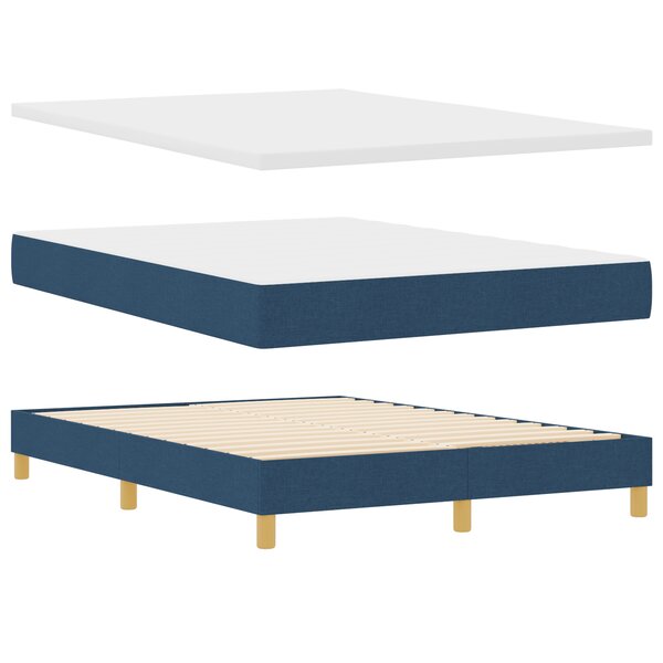 vidaXL Lit à sommier tapissier avec matelas bleu  140 x 200 cm  Tissu
