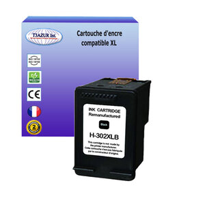 T3azur - cartouche d'encre compatible remplace hp 302 302xl noire pour hp deskjet 2132  2133  2134  3630r