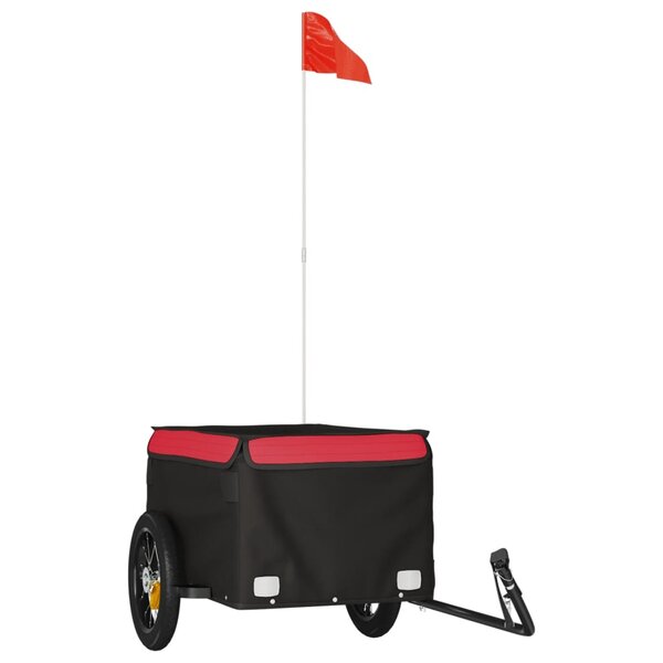 vidaXL Remorque de vélo noir et rouge 30 kg fer