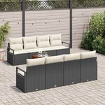 vidaXL Ensemble de canapé de jardin 9 Pièces Noir et blanc